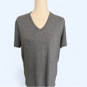 Theory Women’s Large V Neck T Shirt Heather Gray 100% Pima Cotton Peru Classic